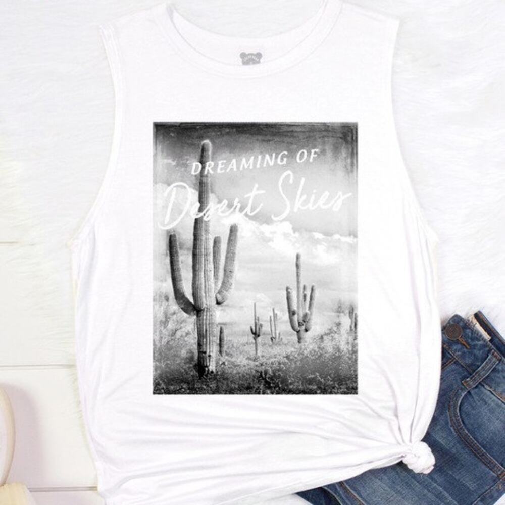 Graphic Dreaming of Desert Skies Boho White Plus Size Womens Tank Top Summer